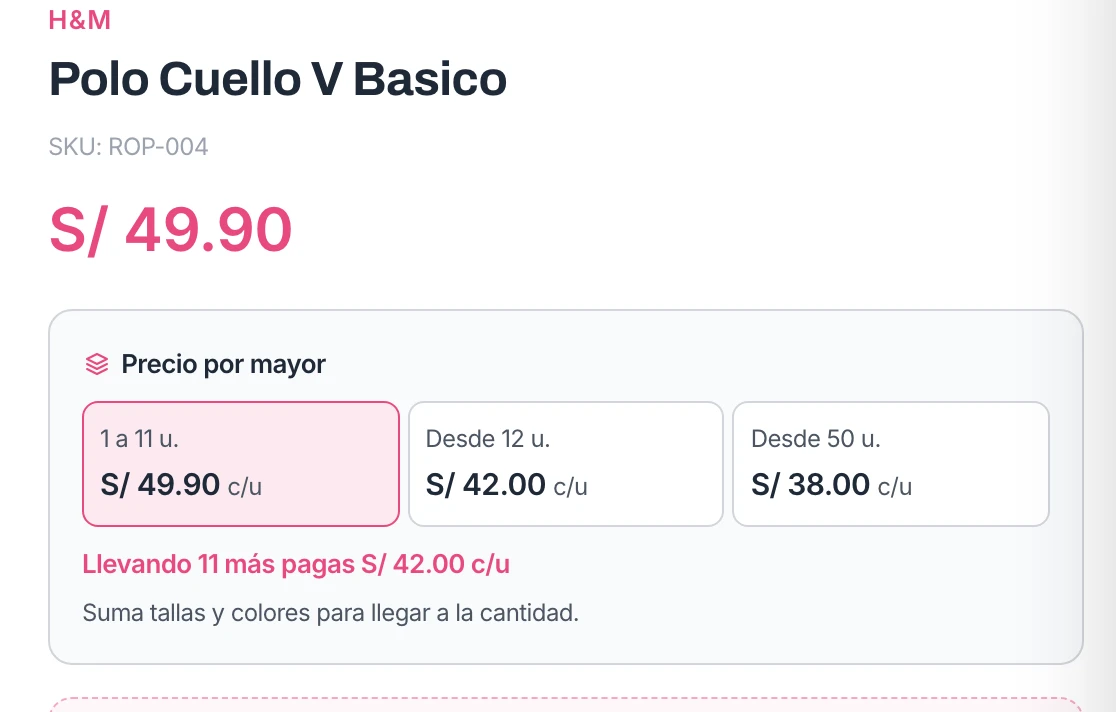 Las escalas, a la vista en cada producto