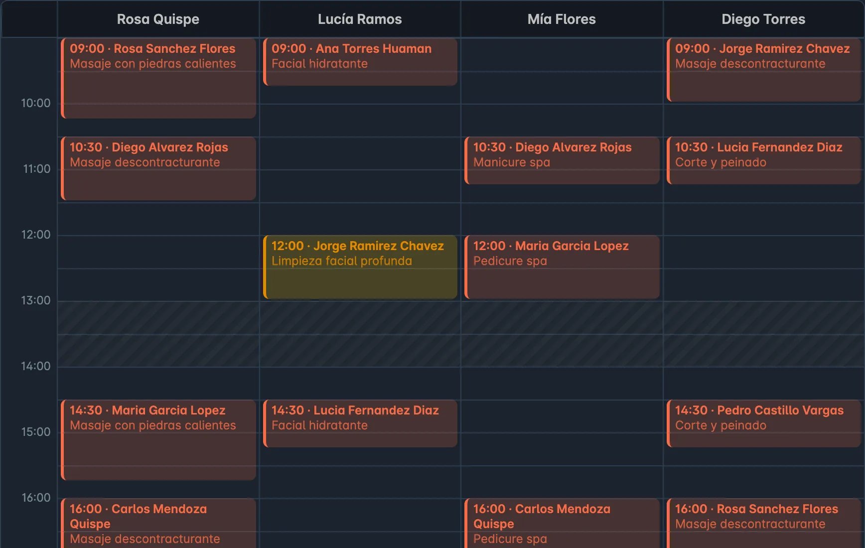 Una agenda por profesional