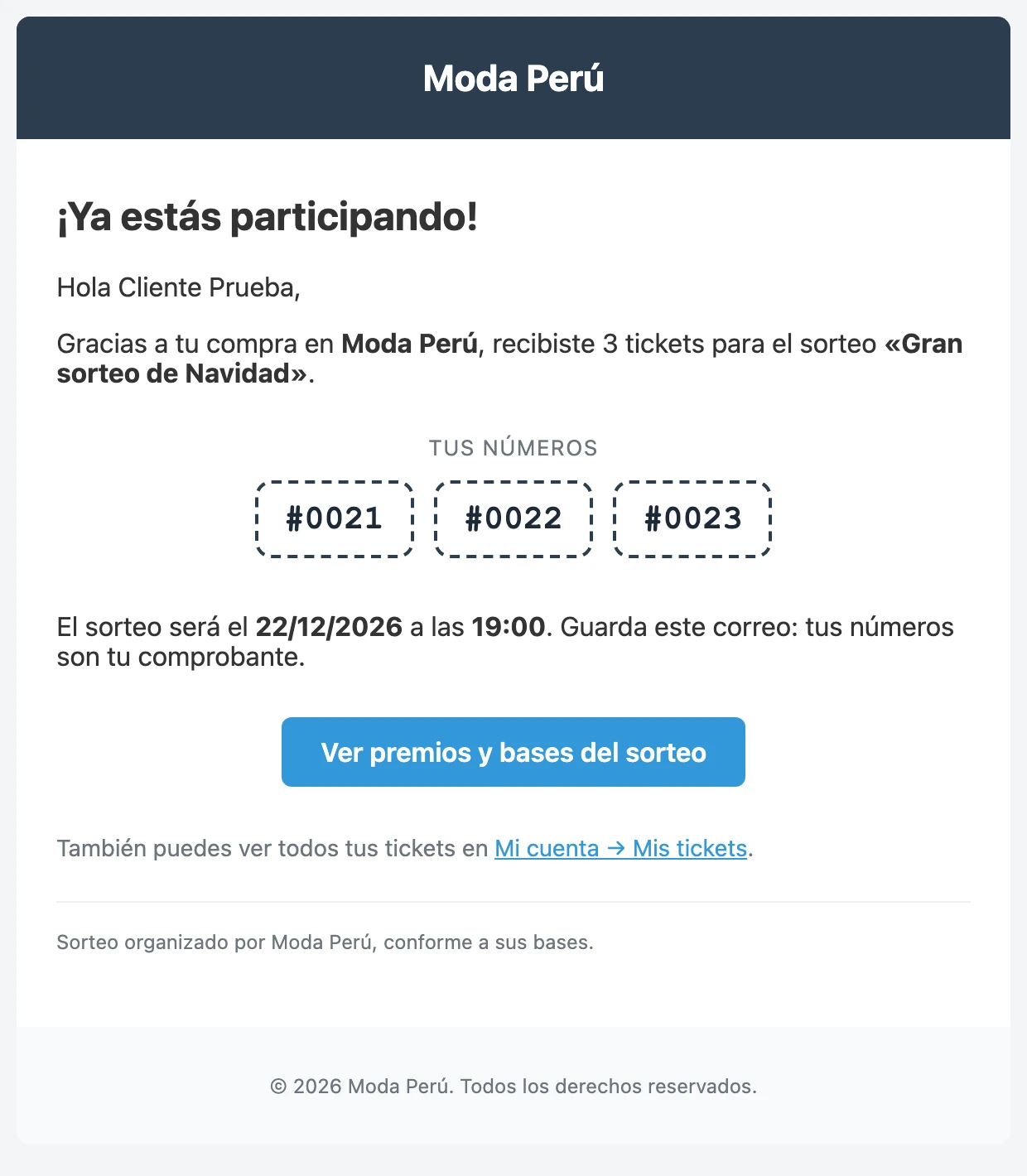 Sus números, por correo y en Mi cuenta