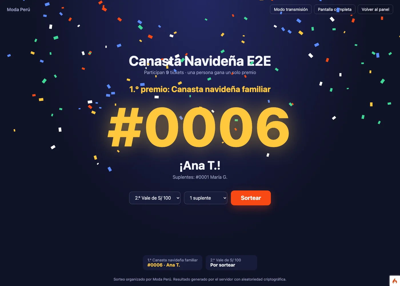 Sortea en vivo, en tu transmisión