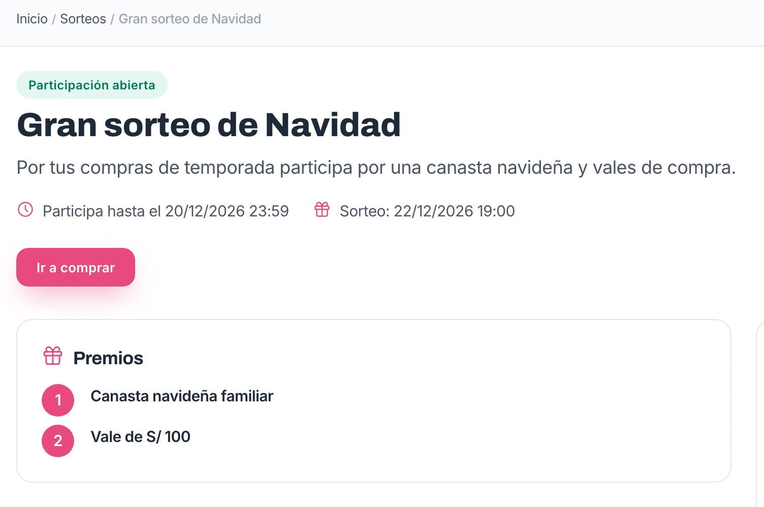 Una página con premios, bases y fechas